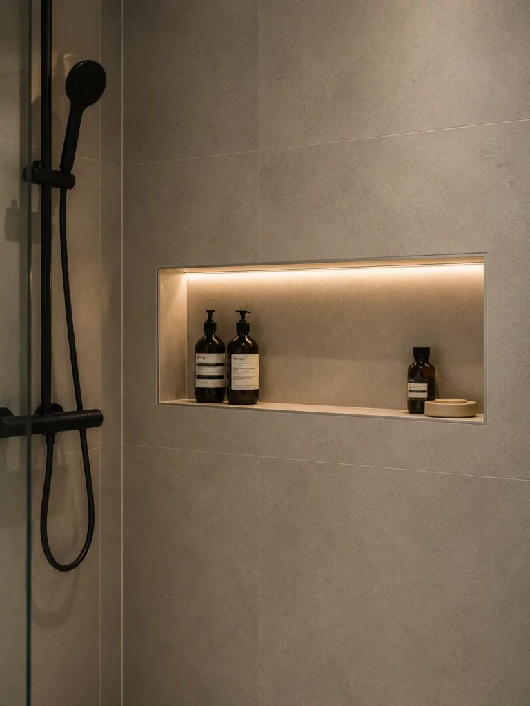 Dusche mit Ablagefläche